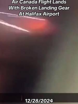 Wild footage of an air canada flight landing at Halifax airport with broken landing gear that is on fire. 🎥: BNO News #airplane #fire #landinggear #aircanada #scary #halifax #fyp 