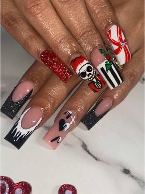 Jack Christmas Nail freestyle  #fyp #bronxnailtech #nails #freestylenails #nailsoftiktok #nycnailtech #nightbeforechristmasnails  #foryou 