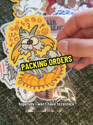 pack an order with me 💫 #artistontiktok #smallbiz #art #stickershop #stickers #shopsmall #furrymerch #furryart #furry #stickerbusiness #airfreshener 