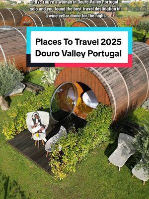 Douro Valley: Places To Travel New Year 2025 as a solo female traveler. Take a trip from to Douro Valley Portugal and stay in a wine cellar dome for your next travel destination #dourovalley #PlacesToVisit #porto #portoportugal #solotravelgirl #traveldestinations #portugalhotels  #creatorsearchinsights 