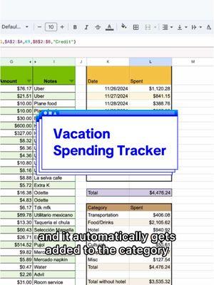 ✈️ Vacation Spending Tracker in Google Sheets! ✈️ Going on vacation but don't want to blow your budget? 💸 This Google Sheets template is your new travel buddy! 🧳 In this video, I'll show you how I:  * Track every expense in real-time. 💰  * Automatically categorize spending. 📊 (Restaurants, Activities, Transportation, etc.)  * See daily spending totals to stay on track. 📈  * Easily transfer expenses to my main budget tracker. 🔄 No more stressing about money while you're trying to relax! 😎  This template keeps you organized and in control of your vacation spending. 🏖️ #GoogleSheets #VacationBudget #TravelTips #ExpenseTracker #Spreadsheets #MoneyManagement #DigitalNomad #ExcelWho?