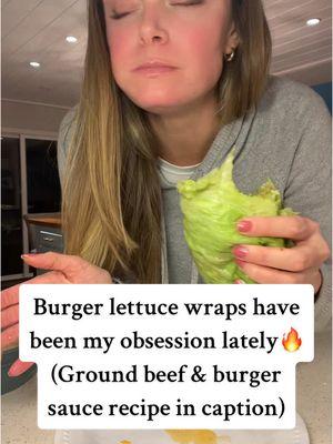 Burger lettuce wraps have been my thing lately. I mix my ground beef with Worcestershire sauce, garlic powder, S&P, ketchup & shredded cheese before cooking it 🫶🏼 Burger Sauce 1/2 cup mayonnaise  2 tablespoons ketchup 1 tablespoon yellow mustard 1.5 tablespoon relish 1/2 teaspoon Worcestershire sauce  1/2 teaspoon garlic salt 1/2 teaspoon onion powder ground black pepper dash of smoked paprika #Recipe #burgers #lettucewrap #burgersauce #easymeal #easymeals #quickrecipes #quickmeals #cookingtiktok #fyp 