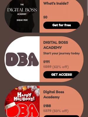 #digitalbossacademy #dba #becomeadigitalboss #boss #quit9to5 #learnto #howto #checkoutmypage #holidayspecial 