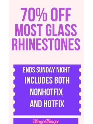 70% Off Most Glass Rhinestones Ends tonight..Don't miss out on this AMAZING DEAL!!! BlingeeThingee on Etsy for all your sparkly supplies #BlingeeThingee #rhinestonesupplier #rhinestonevendor #bling #rhinestones #crafty 