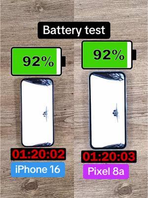 How does Apple’s iPhone 16 compare in battery life with the Google Pixel 8a? In my battery test, Avengers is played back on a loop until the phone runs out of battery. The screen is set to full brightness, and phones are on airplane mode, with Wi-Fi and Bluetooth off. All tests are filmed with new phones that have full battery health. #Battery #BatteryTest #Tech #NewTech #CoolTech #TechBandicoot #TechTok #InstaTech #Apple #iPhone #iPhone16 #Google #Pixel8a #GooglePixel8a 