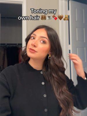 Had to deepen it up a bit 🤎🧸 #toninghair #hairstyistsoftiktok #hairtutorial #brownhair 