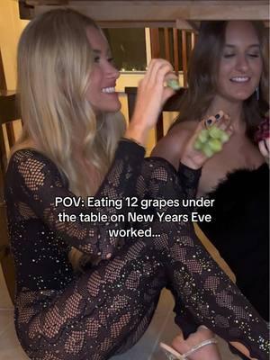 Eating grapes under the table on New Year’s Eve actually worked!!! #12grapes #nye #2024 #2024recap #bestyear #lovestory #manifestlove #newyearseve #nyegrapes 