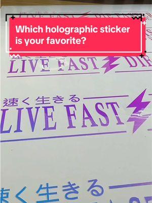 Which holographic sticker is your favorite? I think I have to go with the first one, our new Warning Very Slow Car vinyl sticker.  Make sure to check out our shop for more holographic stickers, vinyl car stickers, and other car window stickers! #vinylstickers #tiktokshopfinds #carstickers #carwindowsticker #windows95 #holographicstickers #slowcar #livefast #jdmstickers 