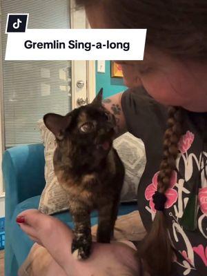 Gremlin may have forgotten a line, but that’s ok 😌 ​ ​#catladytails #catswiththeirtonguesout #tortiecatsoftiktok #catsoftiktok #singingcats 