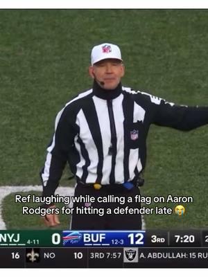 Idk if I’ve ever seen a QB get called for Unnecessary Roughness 🤣 (via @NFL) #aaronrodgers #jets #newyork #football #nfl #ref #funny 