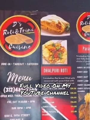 @D’s Roti & Trini Cuisine Has some of the best food I’ve eaten in Chicago 9.3/ 10 #fyp #trinidad #trinifood #doubles #nonstoppg #foodreview #trini #tobago #streetfood 