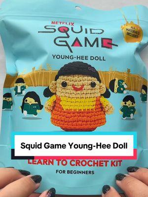 Meet Young-hee. She’s an absolute Doll—quite literally! But a closer look at her custom hook reveals an ominous edge to this eagle-eyed gal. #thewoobles #squidgame #netflix #squidgamecrochet #crochet #crochetkit #learntocrochet #wooblescrochet 