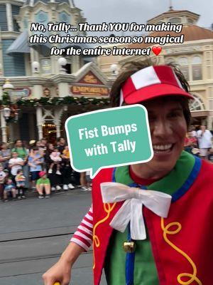 Fist bumps 🤜🏽 #tally #tallytok #tallytheelf #disneytiktok #mickeysonceuponachristmastimeparade #disneycontentcreator #disneycreator #disneytok #disneyadults #disneyfamily 