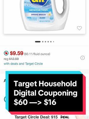 @target household scenario! All digital coupons! And we are using @ibotta too! 💕 $60 in items for only $16 after coupons, giftcards, and rebates! #target #targetdeals #targetcouponing #targetcircle #targetcoupons #targetcouponer #targethaul 