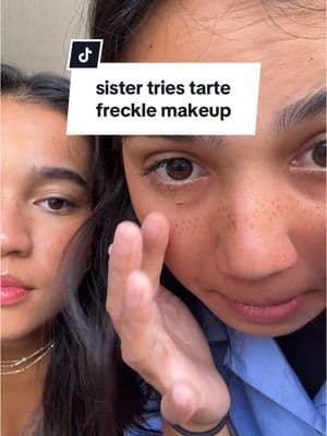 sister tries viral @tarte cosmetics freckle makeup stamp #freckles #frecklemakeup #fakefreckles #fauxfreckles #tarte #tartecosmetics #tartefrecklepen 