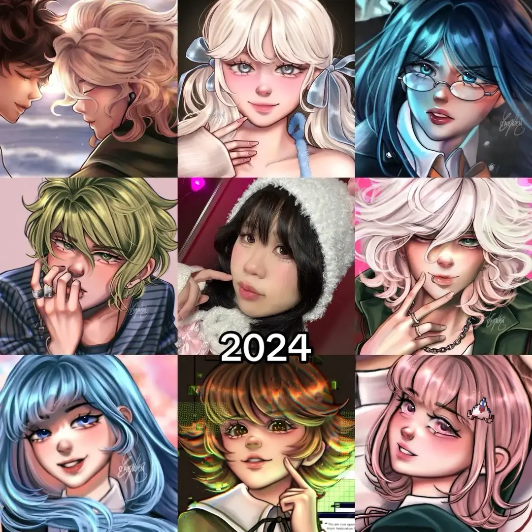 i do these every year and it’s so cool to see how my art style has changed and how i have grown #artvsartist #artvartist #faceyourart #danganronpafanart #jjkfanart #bsdfanart #genshinimpactfanart 