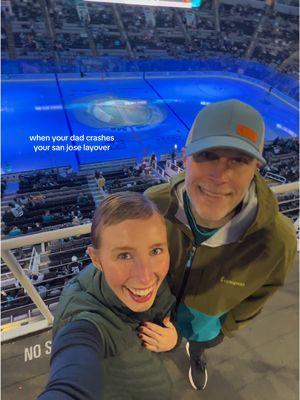 best dad in the whole world and biggest sharks fan? #flightattendant #sanjose #sjc #layoverlife #layoverdiaries #layover #sharks #sanjosesharks @San Jose Sharks #california #californialayover #flightattendantlife #spontaneous #falife #flightcrew 