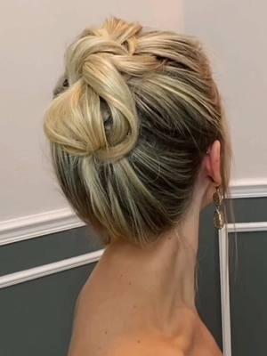 Enjoy this SUPER simple high up style  #kellgrace #updo #tutorial #hair #updotutorial #braid #braids #hairstyle #style #stylist #hairstylist #blondehair #hairup #hairtrends #bridalhair #bridehair #bridesmaidhair #fringe #bangs #formalhair #makeup #americansalon #modernsalon #behindthechair #parkave #salon #haireducation #hairshow #simpleupdotutorial 