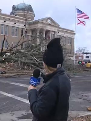 Meteorologist Jen Carfagno assessed damage and cleanup efforts in downtown Athens, Alabama, this morning after severe storms swept through the area Saturday night. #weather #weatherchannel #tornado #severeweather #alabama #athensalabama #damage #storm #severe #aftermath #weathertok #stormdamage #wx #weatherupdate