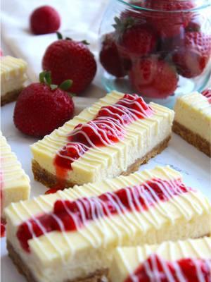 Ring in the new year with my FAVORITE recipe! 🍓 Copycat Philadelphia Strawberry Cheesecake Bars 🤤 Find the full recipe on my website, link in bio! 🤎 #Recipe #thesqueakymixer #recipesoftiktok #baking #viraltiktok #baking #viralrecipe #viral #bakingrecipe #recipes  