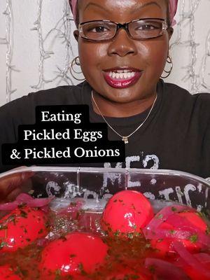 Eating Pickled Eggs and Pickled Onions. The perfect tangy and sour snack! I love the sound of the crunch from the onion. #pickledeggs #pickledonions #asmr #eatwithme #snack #cravings #mukbang #Foodie 