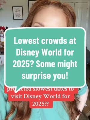 Everyone always wants to know when the least crowded times to visit Disney World are. These are my predictions for 2025 based on past crowd levels, let’s get your 2025 trip booked! #disneykelsey #disney #disneyworld #disneyvacationplanner #disneyplanning  