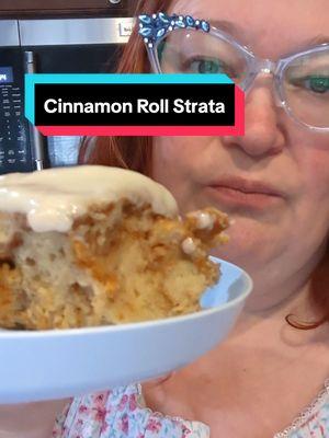 anytime I have stale old bread, I always think STRATA! 1 cup eggs to 2 cups dairy and customize to your liking. #strata #frenchtoastcasserole #quickeggcasserole #cinnamonrolls #stalebread #hardcinnamonrolls #breadpudding #baking #dessert #sweetstrata #breakfast #fyp #foryoupage #kitchentok 