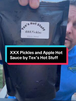 A couple new things from @Texshotstuff. XXX Pickles and Apple Hot Sauce #picklereview #brinetime #spicypickles