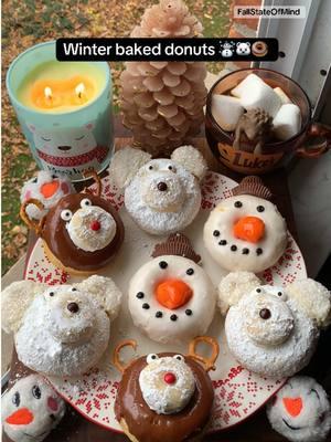 Another one I meant to post sooner but I blinked and suddenly chrisrmas was over.  they’re still kinda appropriate for the season though ☃️❄️ #donuts #bakeddonuts #wintervibes #winteraesthetic #cozyvibes #cottagecoreaesthetic #snowman #polarbear #christmasbaking 