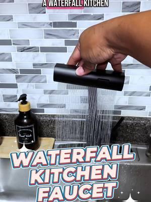 Kitchen faucet with waterfall: I love this faucet. It was an inexpensive way to upgrade our kitchen decor and it’s so cute. #kitchenfaucet #kitchendecor #kitchensink #kitchenupgrade #ttsdelightnow #giftguide #foriousfaucet @Forious   