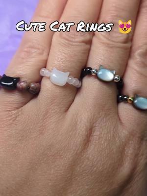 We made some custom ones! If your favorite is out of stock, drop a comment and we will add another if we can. These are much more limited and all combos may not be available forever. Check back in and save this video to see what else we add to this listing 🥰 #catlover #catsoftiktok #catring #obsidian #moonstone #protection #manifesting #abundance #newbeginnings #hematite #grounding #settingintentions 