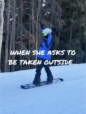 When she asks to be taken outside… MOUNTAIN DAY!!! 🏔️😵‍💫🔥 #keystone #breckenridge #snowboarding #skiing #powday #mountain #couplesgoals #cherokeesocial 