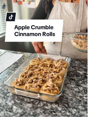 Apple Crumble Cinnamon Rolls. Everyone I eat cream cheese icing I’m like “damn, this shit is spectacular” I really love it lol. #deepfriedhoney 