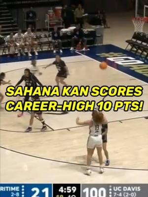 @sahana Kan scored her first collegiate points, setting a career-high with 10 points on 100% shooting as the UC Davis WBB team defeated their opponents 115-29! #basketball #collegehoops #wbb #ucdavis #femalehoopers 