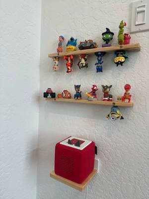 This has been their favorite little corner in the playroom lately 🥹❤️❤️❤️ love that I can add on more shelves as their collection grows!! This is such an ideal way to store, organize, and display them! You can find it in my Amazon Storefront under ‘TOY STORAGE’ 🧚 #tonies #toniesbox #toystorage #toyorganization #momhack #toddlermom #toddlertok 