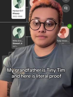 #Inverted #greenscreen EDIT: I have known this information my literal entire life. The Ancestry tree is just there for the visual.  Before any of you start, “Herbert” was his legal name. “Tiny Tim” was a stage name. #tinytim #funny #famousrelativecheck 