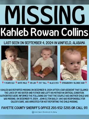 Kahleb Rowan Collins MISSING September 4, 2024 from Winfield, Alabama #oraclemama #missingpersoncases #missingperson #missingchild #missingchildren #missingbaby #kahlebcollins #kahlebcollinsmising #kahlebrowancollins #winfield #winfieldalabama #al #alabama #fayettecountysheriffsdepartment #fayettecounty #helpfindme #fyipage #fyi 