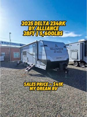 This is my dream camper! Should I buy it? It’s expensive! 2025 Alliance Delta Ultra Lite 234RK that is a beautiful light weight rear kitchen travel trailer at just 28ft and 5,600lbs. It’s perfect for my truck! Find your next RV like I may be soon at @bluecompassrv with over 100 locations across the United States. Link in my bio or comments below.  • • #rv #rvreels #rvlife #rvliving #rvrenovation #rvlivingwithpets #rvlifestyle #camper #campervan #camperlife #camping #glamping #campinggear #explore #travel #nomad #vacation #familytravel #fulltimerv #rvliving 