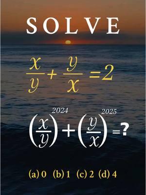 Can you find the value of (x/y)²⁰²⁴+(y/x)²⁰²⁵ ? #mentalmath #mathchallenge #algebra #collegemath 