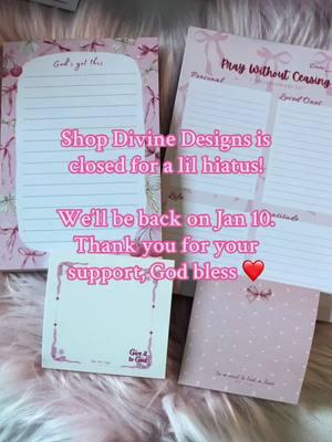 My TikTok shop and Shopify are closed until Jan 10! Thank you SO much for the support on the 75% off sale 🥺 Truly so grateful to be creating and selling products that bring glory to God ❤️🎁 Happy New Year! #jesuslovesyou #tiktokshopholidayhaul #christian #biblejournaling #biblesupplies #annotatingkits #annotationsupplies #stationery 