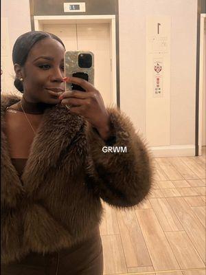 Fashion: GRWM for a girls night out. Top: mugler Pant: Zara Shoes: Christian Louboutin Coat: Faux Fur Zara with the slick back bun and Smokey brown eye! I ate this up #fypfashion #grwm #ootn #outfitinspo #brownoutfit #blackgirlmagic 