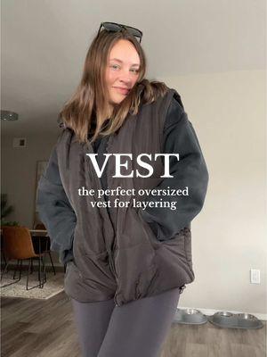 the perfect winter vest to layer over hoodies 🖤 #vest #puffervest #vestoutfit #layeringoutfits #winterstyle 