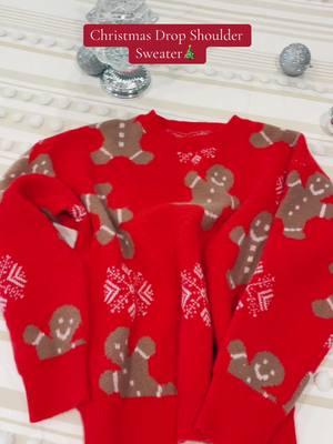 Women's Christmas Gingerbread Drop Shoulder Sweater 🎄#uglysweaters #fyp #paratii #christmassweater #gingerbread #titktokshop #tiktokshopdeals #tiktokclothes #cozyfashion #maribeltv 