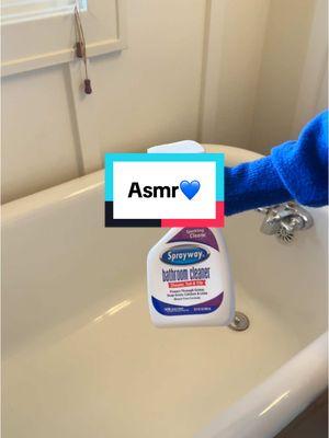 ASMR of Sprayway Bathroom Cleaner🥹💙 #cleaningsounds #cleaningasmr #asmr #sprayway #spraywayclean #cleanwithme #bathroomcleaning 