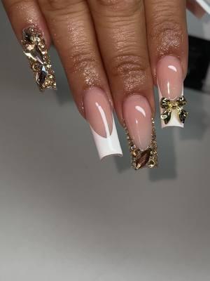 Gold Bling nails ✨ #nails #nailsoftiktok #acrylicnails #acrylicnailsdesign #whitenails #frenchtipnails #blingnails #goldnails #goldbling #blingfrenchies #bownails #bombnailz #ienailtech #morenovalley #prettynails #extendonails #squarenails #squarenailinspo #naili #naildesigns #blingedoutnails #blingedout #nailsoftiktok #ignails #bombnailtech #nailtok #longacrylicnails #fyp #fypシ゚viral #paratii #parati #foryoupage #paratiiiiiiiiiiiiiiiiiiiiiiiiiiiiiii #nailscheck 