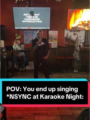 POV: You end up singing *NSYNC at Karaoke Night: #karaoke #nsync #music #singing #dancing #boyband #pov #justintimberlake #jcchasez #chriskirkpatrick #joeyfatone #lancebass #tearinupmyheart 