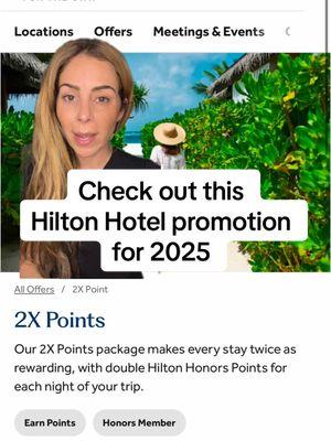 📌 HILTON HONORS DOUBLE YOUR STAY PROMOTION  You can earn 2x points on your next @hilton stay between January 1-April 30, 2025.   Register here: hiltonhonors.com/en_US/2025-hh1-double-your-stay 👉🏼 Bookmark this post and share it with a friend.  #hilton #hiltonhotel #hiltonhonors #traveldeals #travel #traveltiktok #traveltok #travelhacks #travelhack #traveltip #traveltips #luxurytravel #luxurytravels #greenscreen 