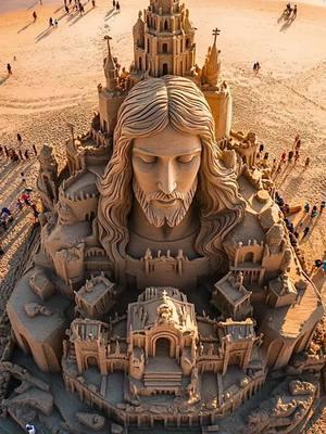 Witness this magnificent sand sculpture of Jesus—a testament to unwavering faith and tireless craftsmanship! Towering above the shore, it reminds us that God can take even the shifting sands of our lives and mold them into a firm foundation of hope. Reflect on how each painstaking detail symbolizes the immeasurable love of Christ, ready to hold us steady in every storm. Tag a friend who needs this reminder today, and drop an ‘Amen’ if you believe God can build something extraordinary from life’s simplest grains! #SandSculpture #ChristOurRock #FaithInAction #DivineArt #ChristianTikTok #Amen