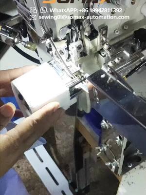 Automatic rib cuff attaching machine for protection suit#foryou #sewingtok #sewingtools #somax #protectionsuit