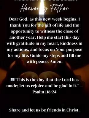 Good Morning! Prayer for Monday, 12/30 – “Grateful Beginnings” Scripture: 📖“This is the day that the Lord has made; let us rejoice and be glad in it.” – Psalm 118:24 Share this ❤️🙏🏽🔥 #goodmorning #bawseladyrella #grandrising #morning #startthedayright #prayers #prayertime #manifestations #womenwhopray  #womanwholead  #womanoffaith #manifestyourlife  #newday #abundanceminsdet #decemberblessings  #godandgaols #godisgood #godisfaithful #blessings #bawseladyrella  #mentor #coach #author #movationalspeaker #womenwhohustle #faithinmotion #womensupportingwomen #tiktokpartner #LifeOnTikTok #tiktokforgood #tiktokprayer #growthmindset #elevation  #fyp #foryou #foryoupage❤️😍 